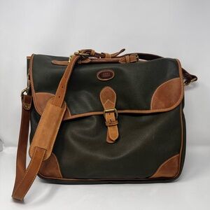 Vintage MULHOLLAND BROTHERS Land Rover Bag Waxed Canvas & Leather Green Retired